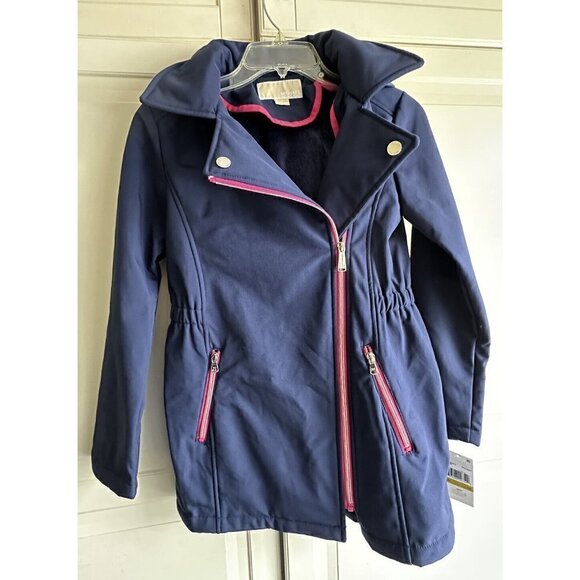 Michael Kors Girl’s Coat Size‎ 14 Blue with Pink Accents NEW - Picture 1 of 7